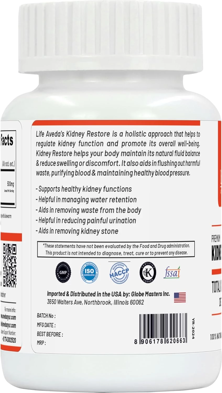 Life Aveda Premium Kidney Restore Veg Capsule, 240 g-2.webp